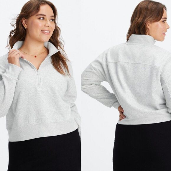 Fabletics Women's Catarina Gray Mock Neck Zip Cozy Pullover, Size 1X - Picture 1 of 6